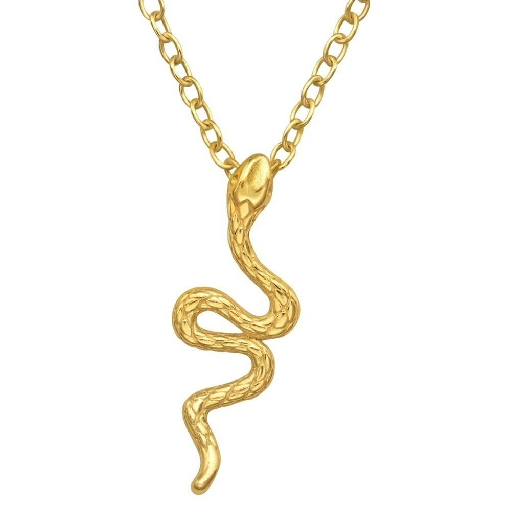 24kt Sterling Silver Snake Pendant Necklace